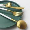 4Pcs/set Gold Cutlery Set Round Fork Knife Spoon Dinnerware Set 18/8 Stainless Steel Matte Tableware Set Wedding Flatware Set