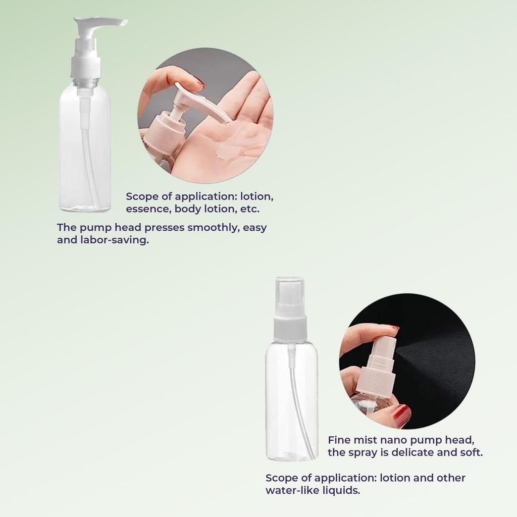 Travel Bottles Kit, Portable Refillable Toiletry Containers Set, Leak Proof Cosmetic Containers for Lotion, Shampoo