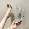 Модные женские туфли на одинарном каблуке с прозрачной подошвой и острым носком, сандалии для подиума, свадебные подружки невесты