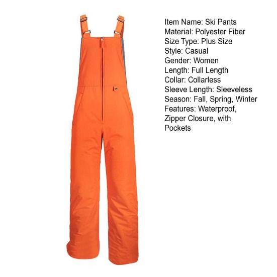 Водонепроницаемые лыжные брюки женские горнолыжные комбинезоны утепленные утолщенные регулируемые плечевые лямки ветрозащитные зимние брюки для сноуборда с карманами