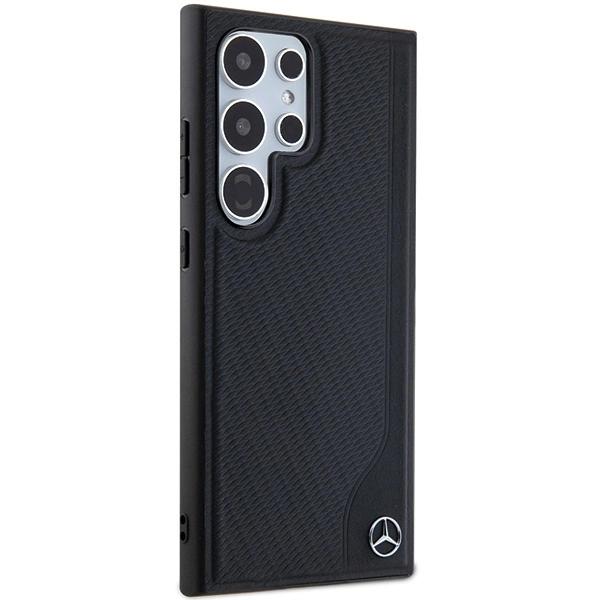 Mercedes Leather Debossed Line Magsafe Case For Samsung Galaxy S24 Ultra - Black