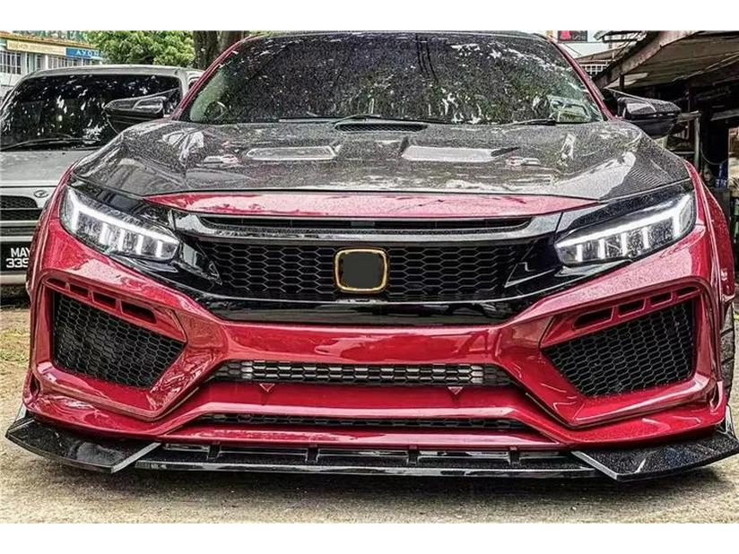 Модели Civic RS (16-21) Широкий обвес для трека: Передний спойлер-губа, задний спойлер, задний диффузор, боковые юбки, спойлер на крышу для FC450.