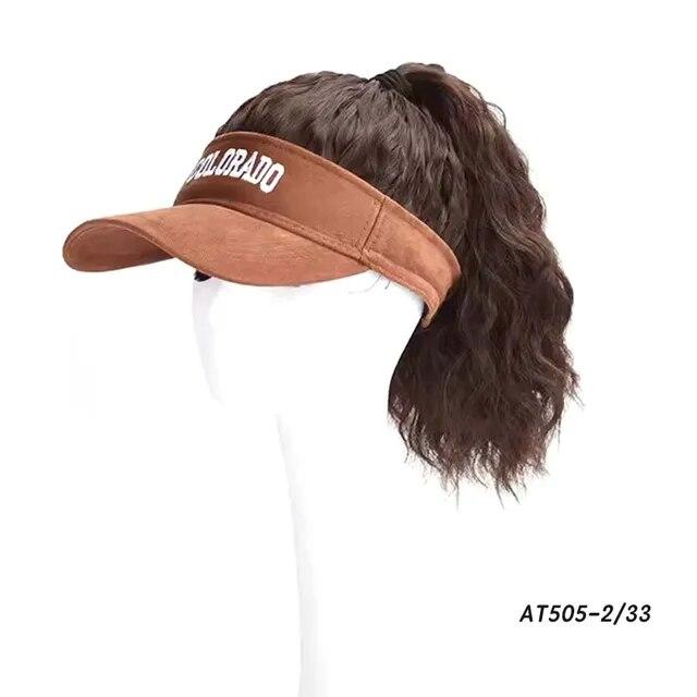 Шляпа парик с синтетическими волосами, летняя шляпа от солнца, бейсболка, короткие волнистые вьющиеся волосы для женщин, мода