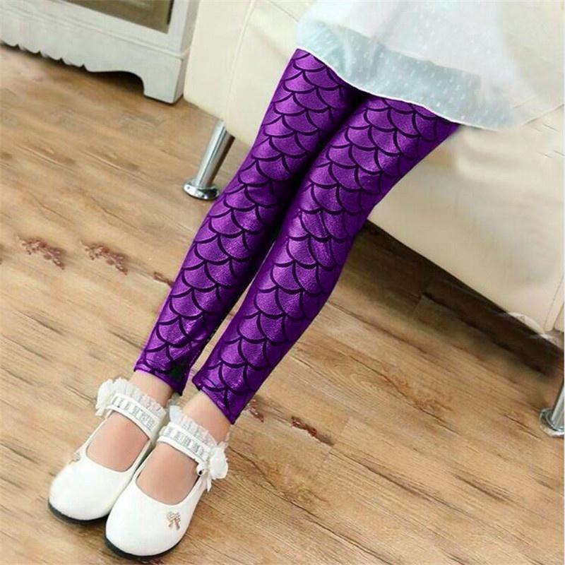 Mermaid Scale Print Summer Autumn Children Kid Baby Girls Leggings Skinny Long Pencil Pants Girl Clothes 2-11Years
