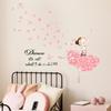 Dancing Girl Pink Butterfly Wall Sticker Living Room Decoration Wall Sticker Self Adhesive Wall Sticker