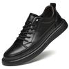 Мужские сшитые вручную белые кожаные кроссовки Slip-On - корейский стиль ретро-мода