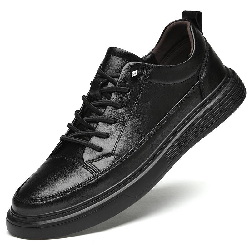 Мужские сшитые вручную белые кожаные кроссовки Slip-On - корейский стиль ретро-мода