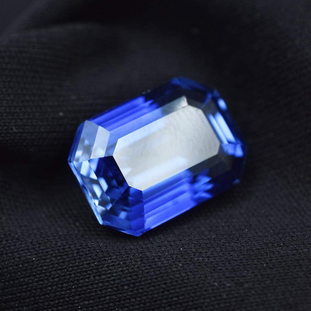 Natural Blue Tanzanite Loose Gemstone Dark 12.90 ct Emerald Cut for Jewelry Making and Crafts
