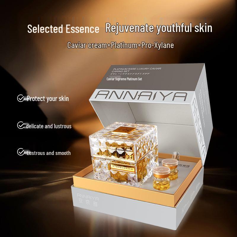 Набор для ухода за кожей с икрой: Укрепляющий увлажняющий крем против морщин для мелких морщин - Питательный, освежающий, нежирный крем.