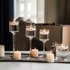 3PC Light Luxury Tall Transparent Candlelights Glass Candle Holder Birthday European Romantic