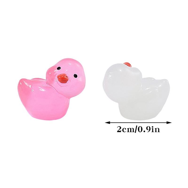 10 шт. Миниатюрные светящиеся смоляные уточки, светящиеся в темноте, миниатюрные украшения, крошечные уточки для DIY, садовые аксессуары для кукольного домика