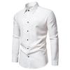 Мужская рубашка с лацканами, приталенная однобортная однобортная мягкая пуговица с длинным рукавом, дышащая, деловой, деловой, мужской офисный топ
