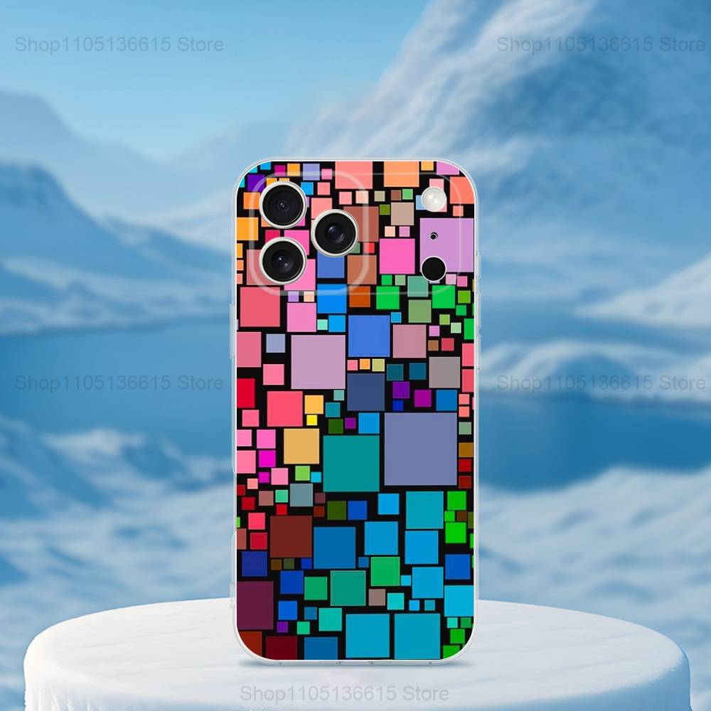 3D Art Block Cool Phone Case For iPhone 14,13,12,11,17,16,15,Pro,Max,Plus,X,XS,XR,SE,Mini Transparent Soft Cover