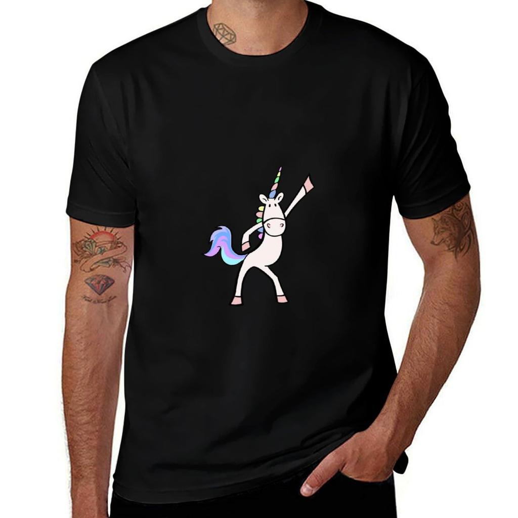 Disco Dancing Unicorn Tshirt Minimalist Casual Short Sleeve Top Tshirt