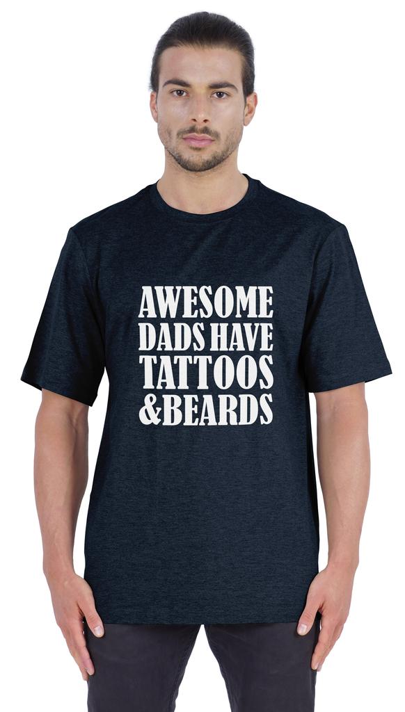 Inkmeso Мужская графическая футболка с круглым вырезом «У потрясающих пап есть татуировки и бороды»
