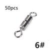 FTK 50pcs/lot Swivel Ball Bearing Fishing Swivel with Solid Swivel Safety Snap Ring Swivel Carp Fishing Accessories
