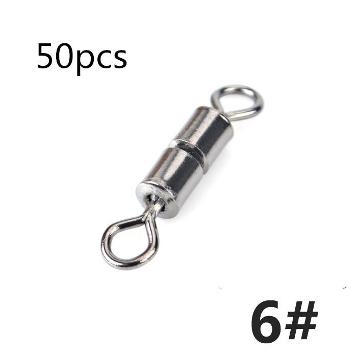 FTK 50pcs/lot Swivel Ball Bearing Fishing Swivel with Solid Swivel Safety Snap Ring Swivel Carp Fishing Accessories