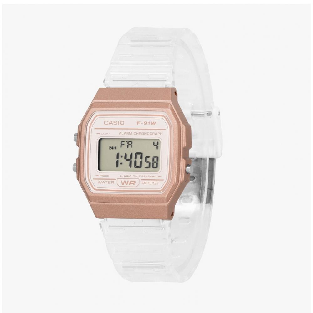 Casio Унисекс Цифровые Квадратные Винтажные Ретро Прозрачные Уретановые Часы F 91ws 7a3