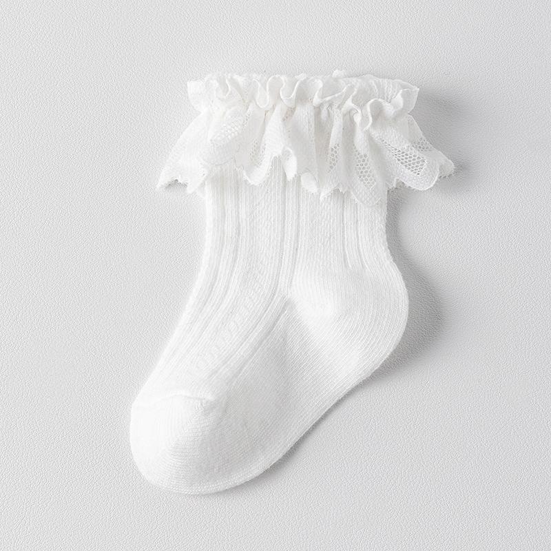 Носки для девочек, детские осенние новые хлопковые детские кружевные носки с оборками, модные эластичные детские носки для принцесс