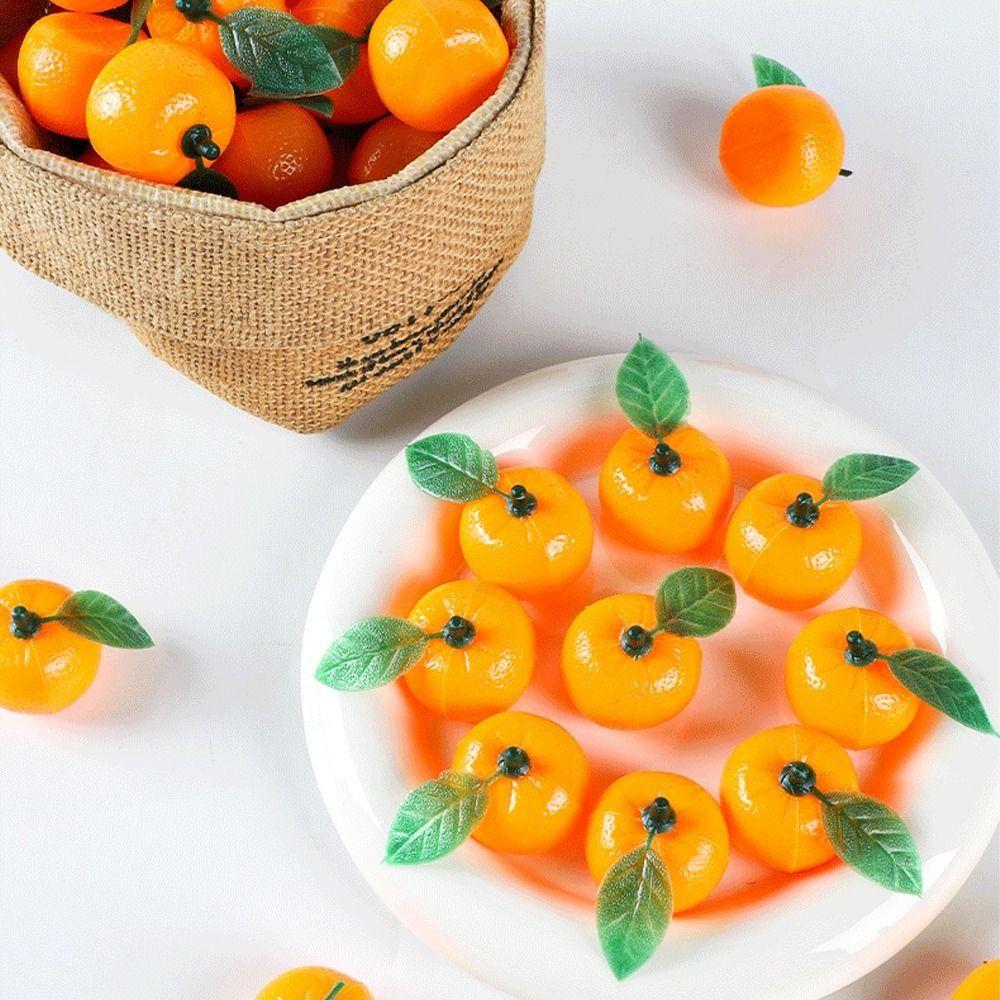 10pcs Food Model Mini Artificial Plastic Orange Realistic Handicrafts Simulation Orange Funny Fake Fruits Garden Decoration