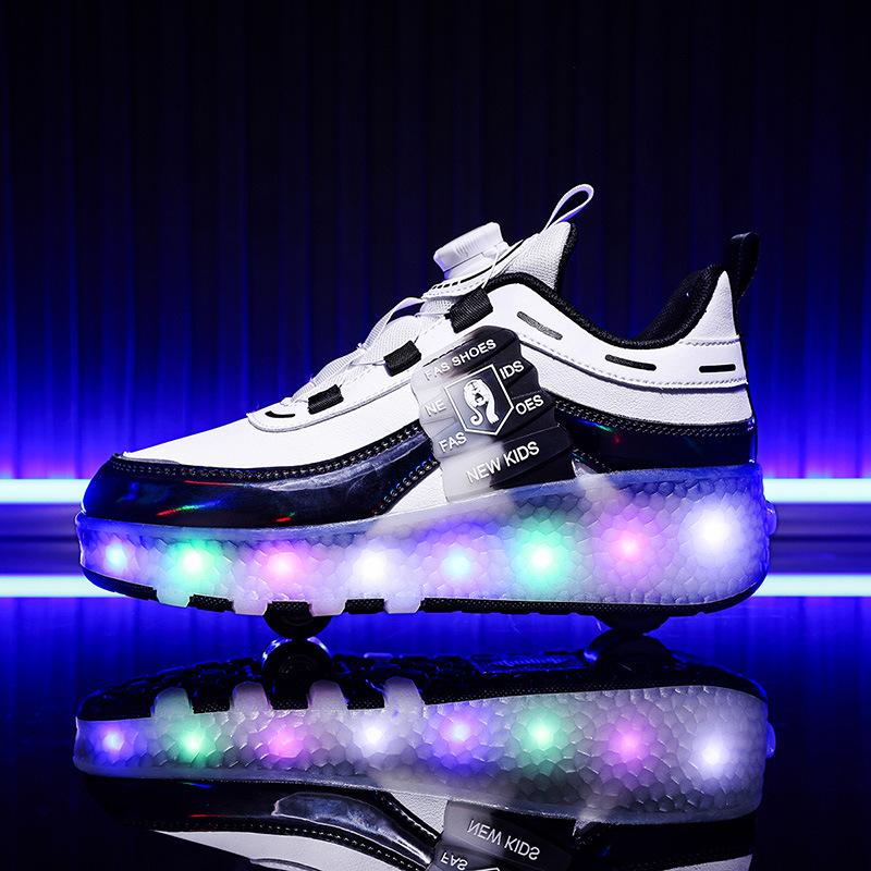 New Runaway Shoes Children and Girls Flying Invisible Shrinkable Boys Deformation Roller Skates with Lights Wheels Shoes