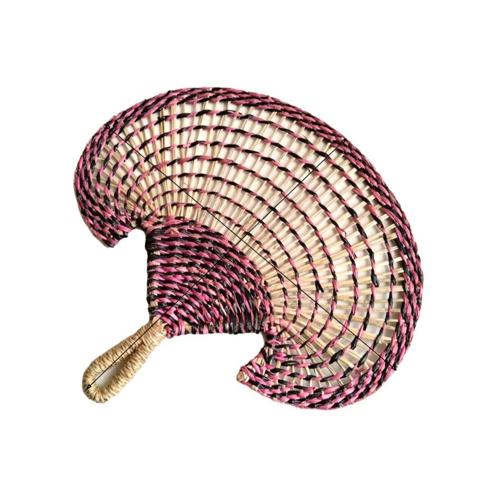 Gift Colorful Hand-woven Straw Fan Bohemian Anti-Mosquito Decorative Handmade Fan Portable Vintage Cattail Fan Beach