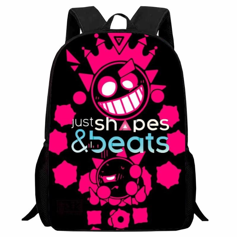 Школьная сумка с принтом «Ритм фигур» Just Shapes & Beats, Мультяшный активный рюкзак для мужчин и женщин