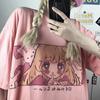 Scione Cute Cartoon T Shirt Japanese Harajuku Pink Kawaii Casual Tops Vintage Loose Women T-shirt