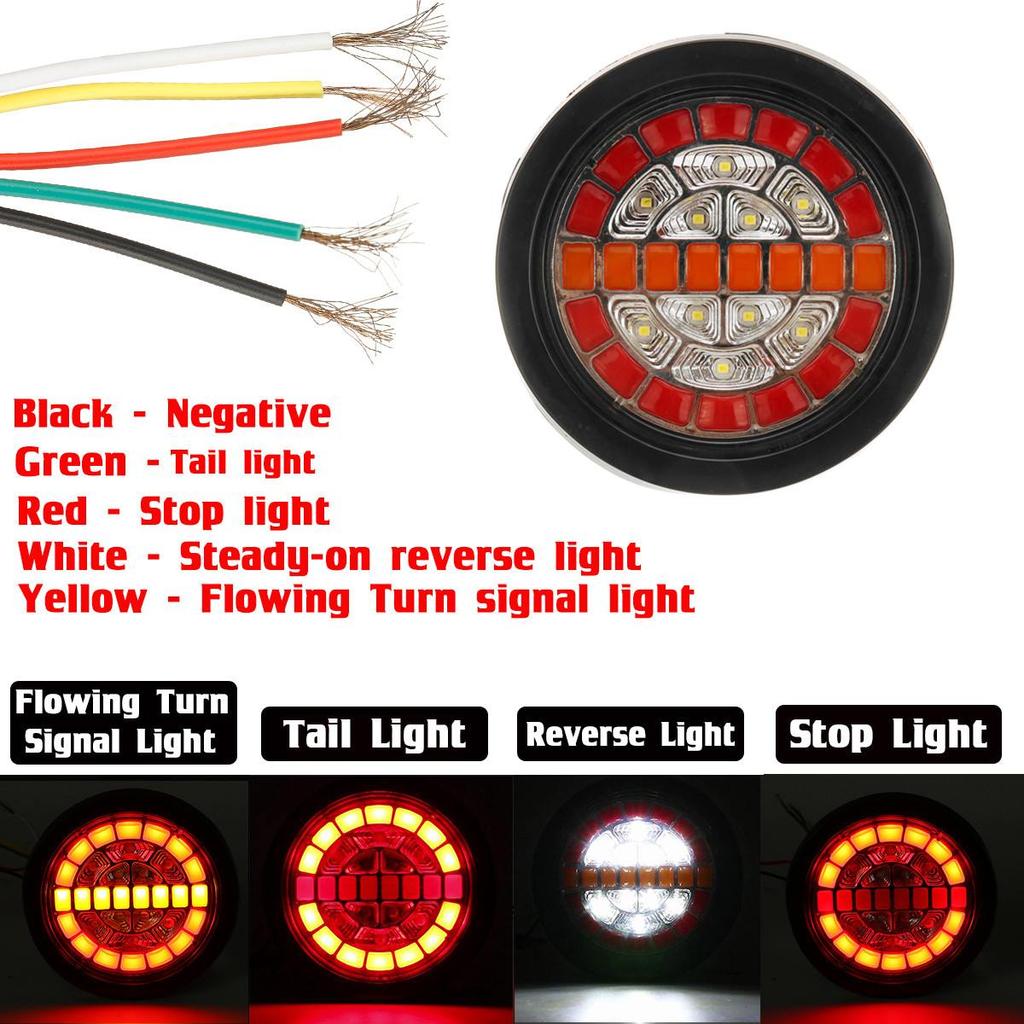 1/2/4x Waterproof LED Trailer Truck Rear Tail Light Taillight Reverse Brake Stop Lights Car Bus Caravan Flowing Turn Signal Lamp