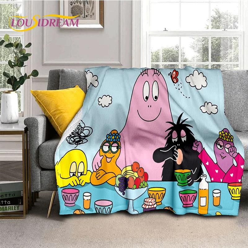 3D Cartoon Les Barbapapa Family Soft Blankets,Keep Warm Throw Blanket Comfortable Blanket for Picnic Beds Sofa Home Bedroom Kids