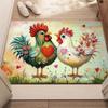 Love Couple Chickens Floral Crystal Velvet Rug Romantic Farmhouse Decor Living Room Floor Mat Cute Animal Print Home Accent