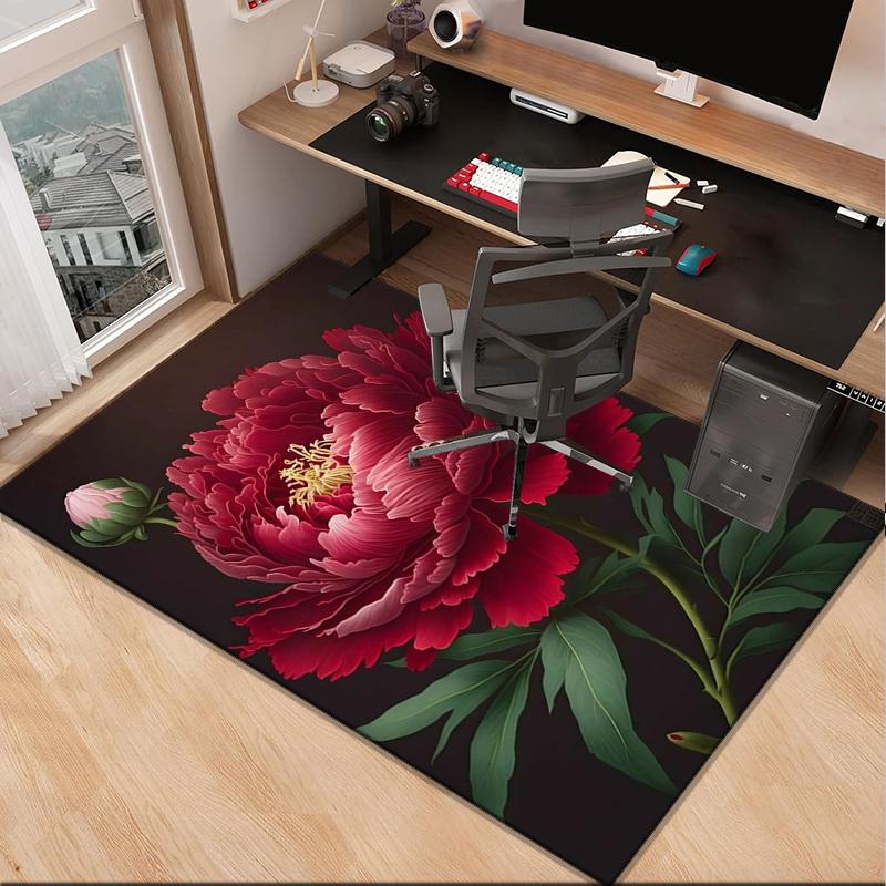 Floral Elegance In Bloom Office Rug Chair Mat, Entryway Carpet, Suitable for Front Door, Bedroom, Living Room, Desk, Holiday Gift