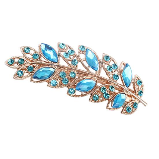 Women Fashion Flower Leaf Crystal Rhinestone Hair Barrette Clip Hairpin Jewelry