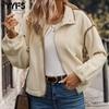 Women's Fashion Casual Fall Winter Solid Color Print Long Sleeve POLO Neck Jackets Coats(women’s)