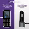 A9S Fast Car Charger 8 Port Multi USB LCD Display 12V Phone Charger USB Hub for Phone Tablets DVR