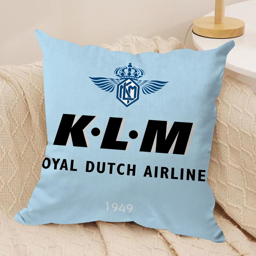 Нидерланды KLM R-Королевская голландская авиакомпания Наволочка из шелковистого короткого плюша на подушку, с потайной молнией, пылезащитная наволочка для диванной подушки, для домашнего декора