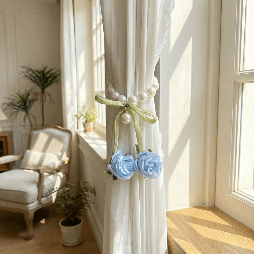 2PCS Decorative Rose Curtain Straps Portable Curtain Binding Curtain Buckle  Living Room