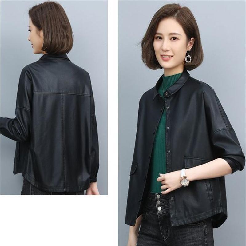 Высококачественная женская кожаная одежда, весенне-осеннее новое кожаное пальто, женская мотоциклетная куртка из искусственной кожи Pi, верхняя одежда, женские топы