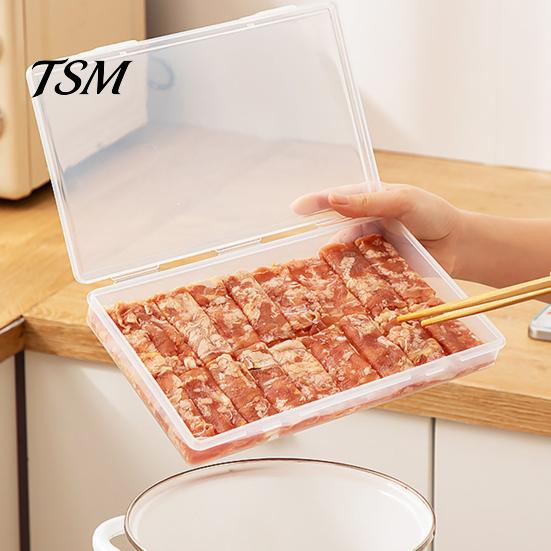 Freezer Organizer Box Refrigerator Storage with Lid Food Grade Transparent Frozing Meat Container Large Capacity Multi-function Vegetable Fruit