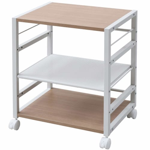 YAMAZEN NNGS-3R(WN/IV) Wood/Walnut Side Wagon, 53 X 40 X 63 Cm, with Casters, 30 Kg Weight Capacity