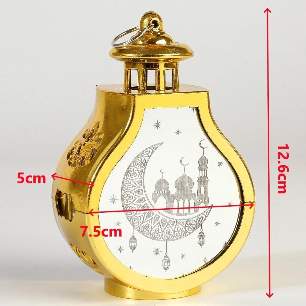 New Eid Mubarak Moon Ramadan Decoration LED Lantern Plastic Handheld Moon Lantern Castle Lights Islamic Party Decoration
