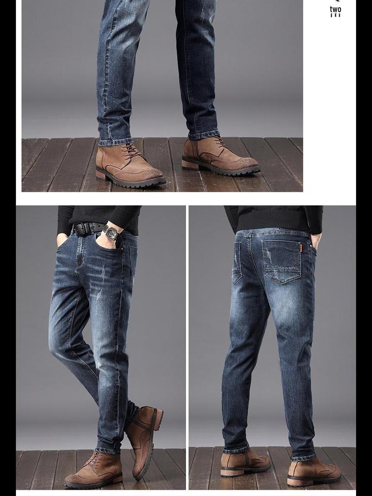 Men’s Slim Straight Elastic Jeans - Korean Style, Versatile for Spring & Autumn