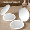 LED Lighted Makeup Mirror 3 Colors Lighting Adjustable Flip Mirror USB Rechargeable Portable