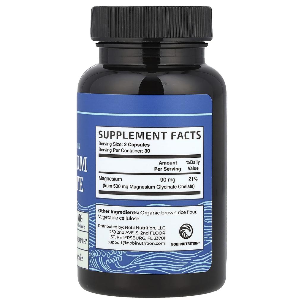 Magnesium Glycinate, 60 Capsules (250Mg per Capsule)