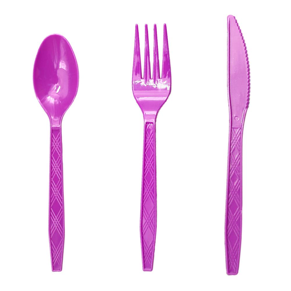 30pcs Plastic Knife Forks Spoons Set Flatware Disposable Cutlery Green White Black Red Gold Reusable Plastic Tableware Supplies