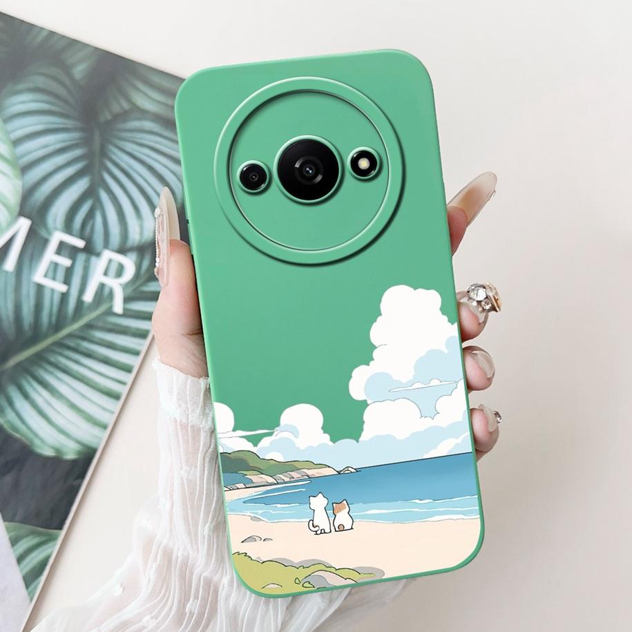 Чехол для Xiaomi Redmi A3 2024 Новый Модный Квадратный Силиконовый Цветочный Чехол для Защиты Объектива Камеры для Xiaomi Poco C61 RedmiA3 Бампер