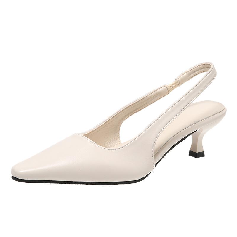 Весенняя и летняя обувь. Простые женские сандалии Baotou на шпильке с острым носком на неглубоком каблуке.