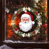 Holiday Glass Decals Christmas Window Clings, Cute Santa Claus Wreath Sticker, Cartoon Clings Static Decal for Office Shop Winter Party Decoration