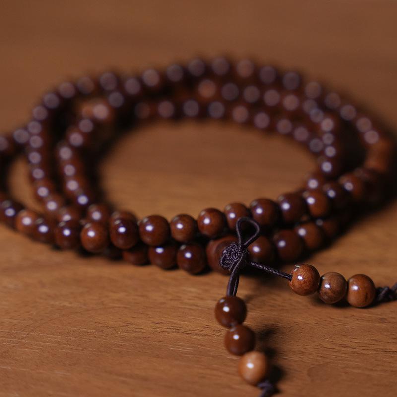 Thunderstruck Jujube Wood 108 Bead Buddhist Pendant Rosary - Unisex Handmade Jewelry Accessory