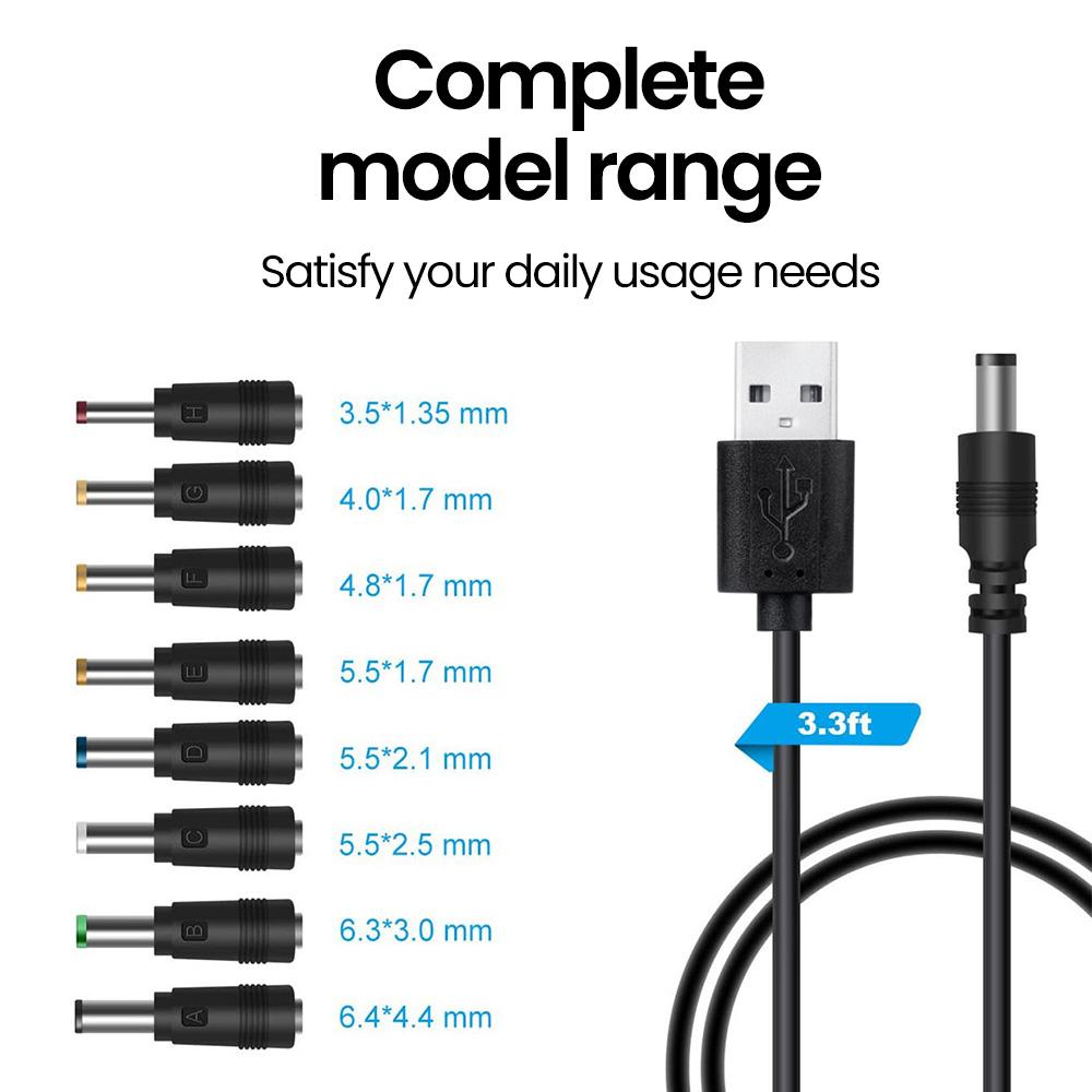 USB to DC Boost Cable, 5.5x2.1mm Jack Power Cord, 5V Power Adapter Wire for WiFi Router Modem Camera Speaker Cooling Fan